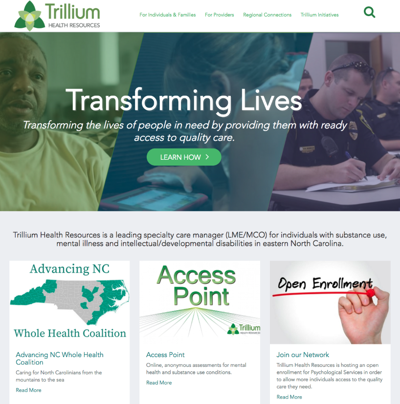 Trillium Health website view 2018