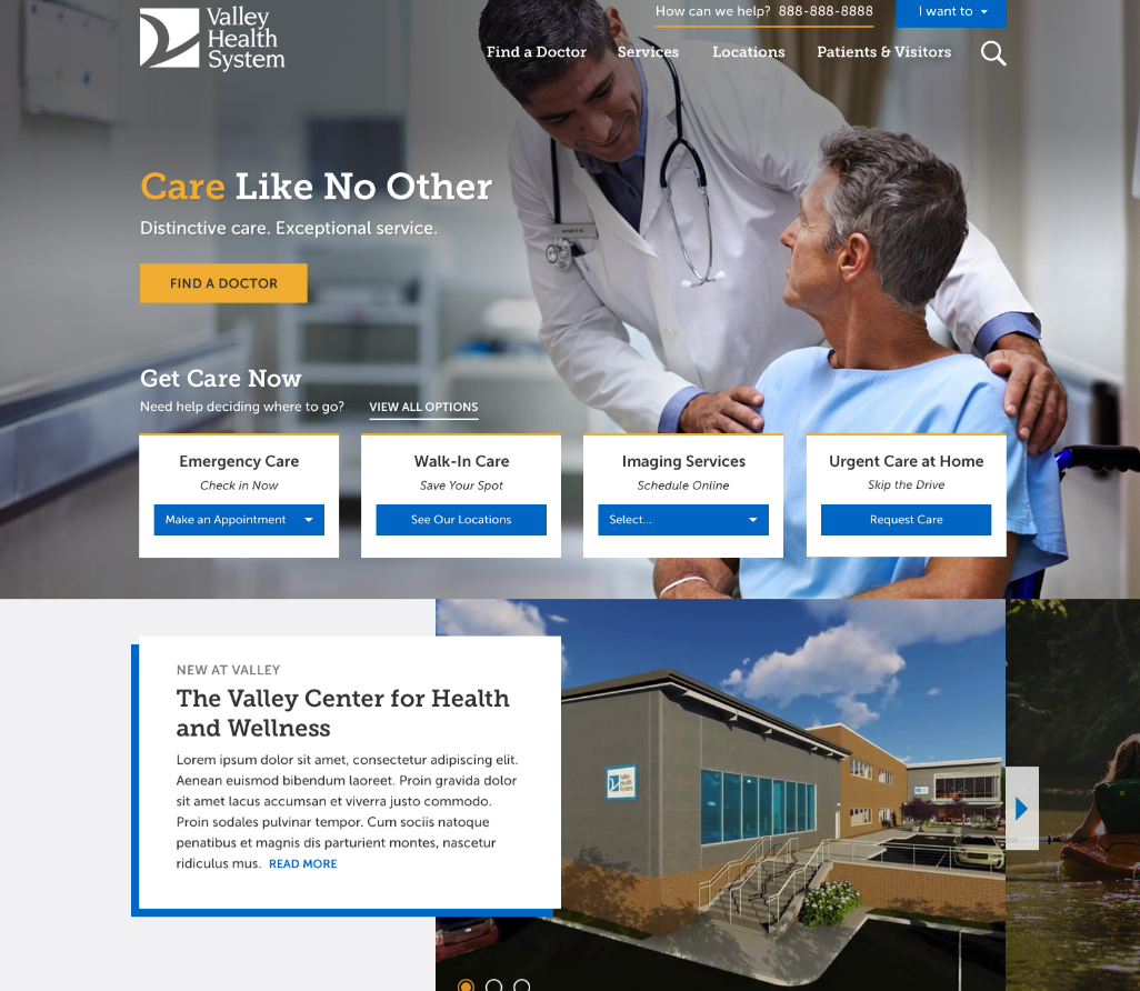 Valley Health website view